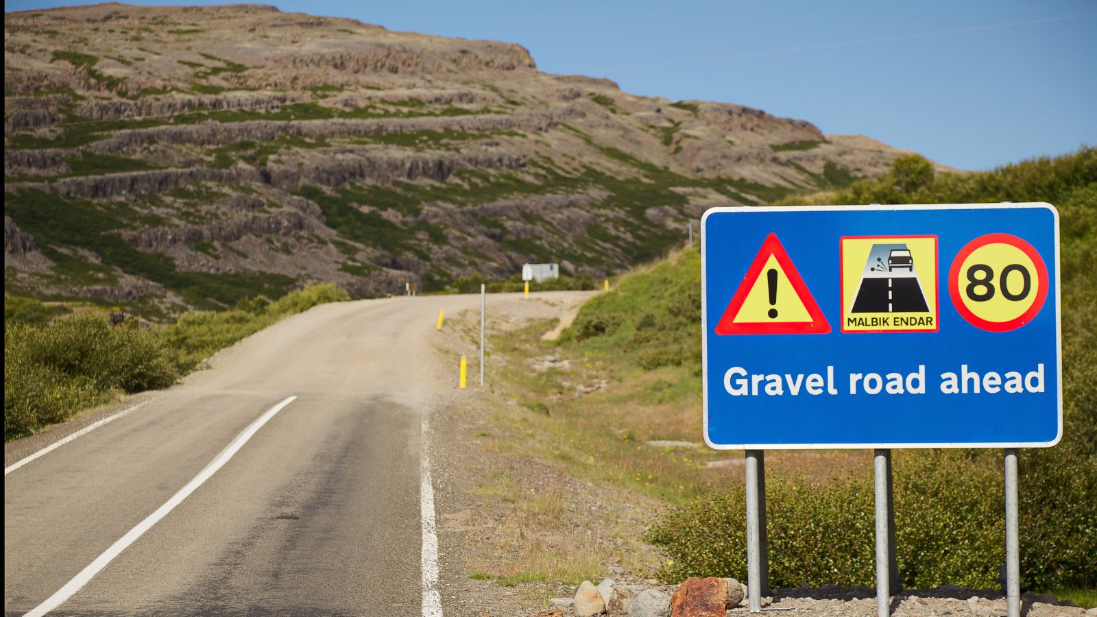 A road sign in the Westfjords, Iceland.