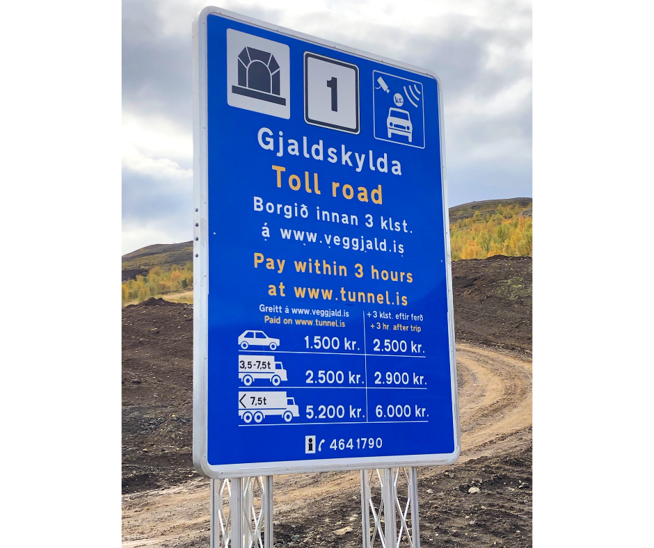 Toll Road sign in Iceland