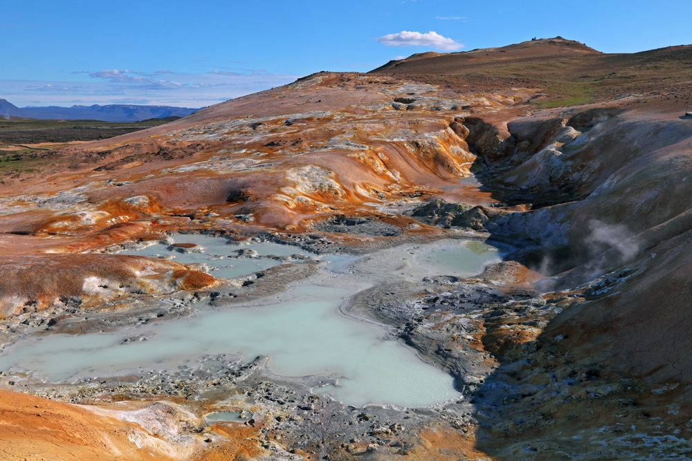 mud pool hot spring at Krafla Iceland.