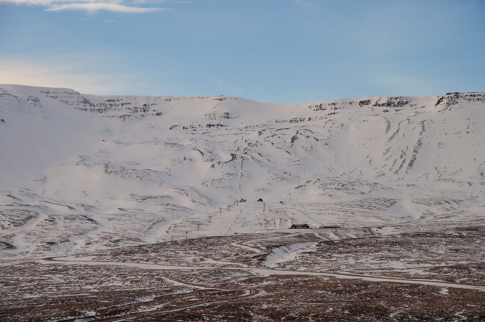 Hlíðarfjall ski slopes in Iceland. 