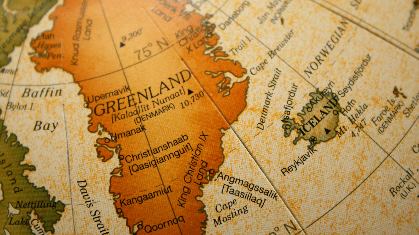 Iceland on an old map next to Greenland.